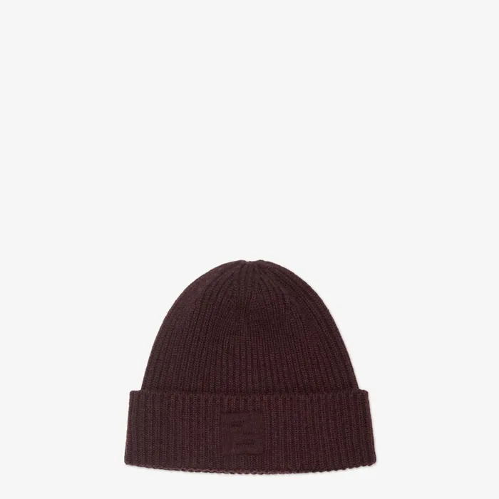 Fendi Hats and Gloves Beanie Dark Purple Wool And Cashmere Hat 8211 Women