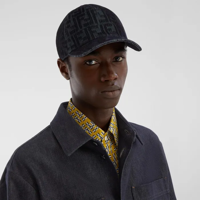 Fendi Hats and Gloves Hat Baseball Cap In Blue FF Denim 8211 Men