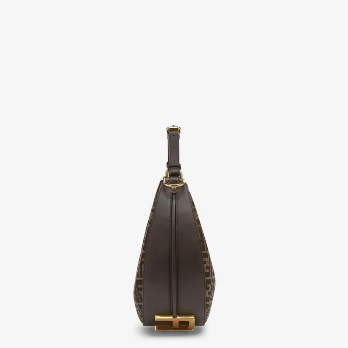 Fendi Hobo Bags Fendigraphy Small Brown FF Jacquard Fabric Bag 8211 Women