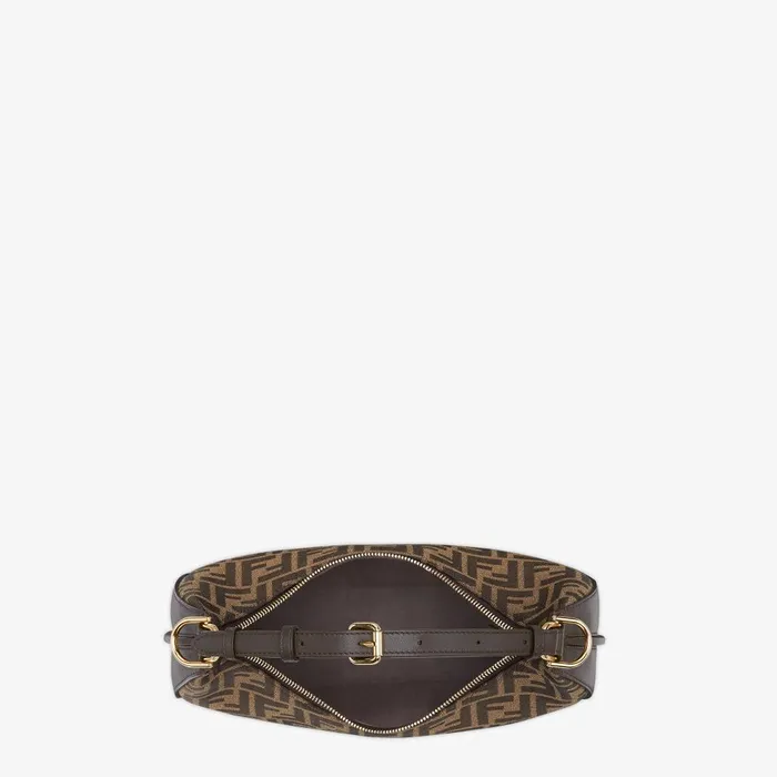 Fendi Hobo Bags Fendigraphy Small Brown FF Jacquard Fabric Bag 8211 Women