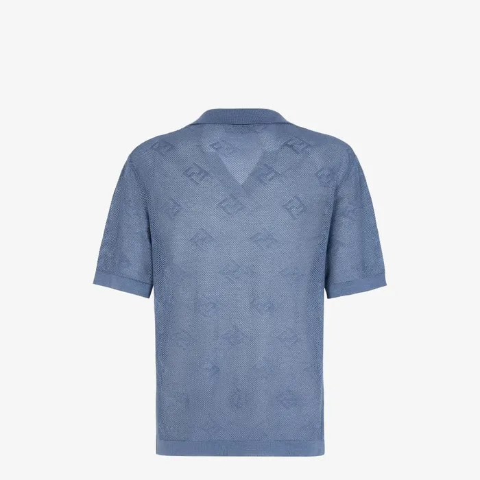 Fendi Knitwear Polo Shirt Blue Cashmere And Silk Polo Shirt 8211 Men