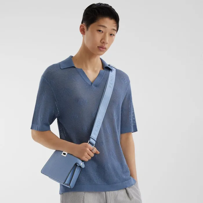 Fendi Knitwear Polo Shirt Blue Cashmere And Silk Polo Shirt 8211 Men