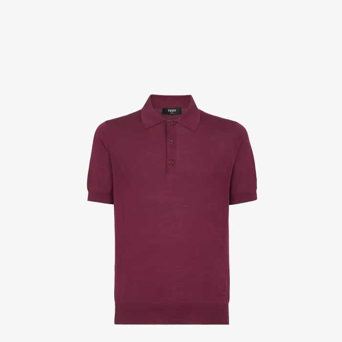 Fendi Knitwear Polo Shirt Red Wool Polo Shirt 8211 Men
