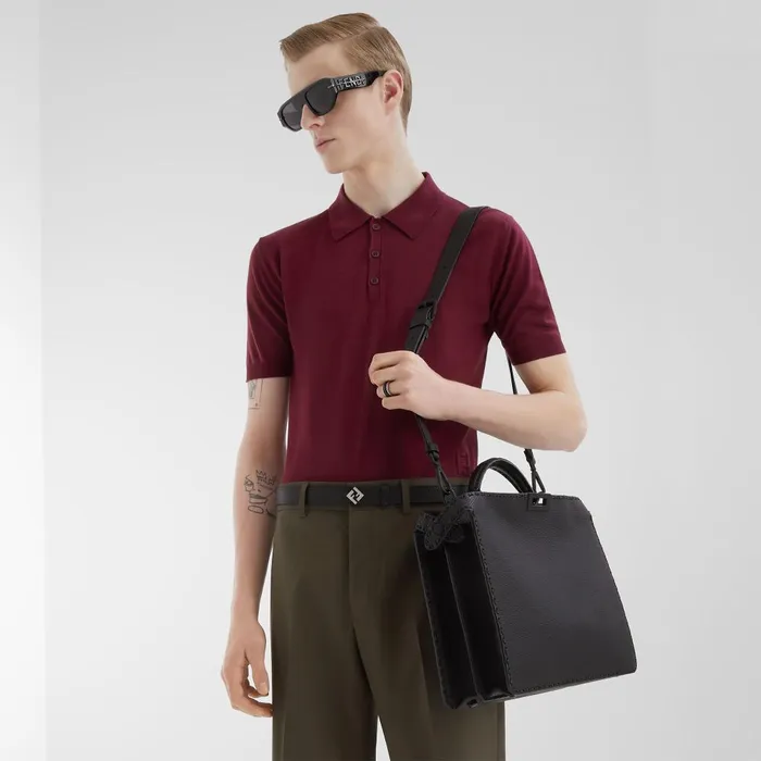 Fendi Knitwear Polo Shirt Red Wool Polo Shirt 8211 Men