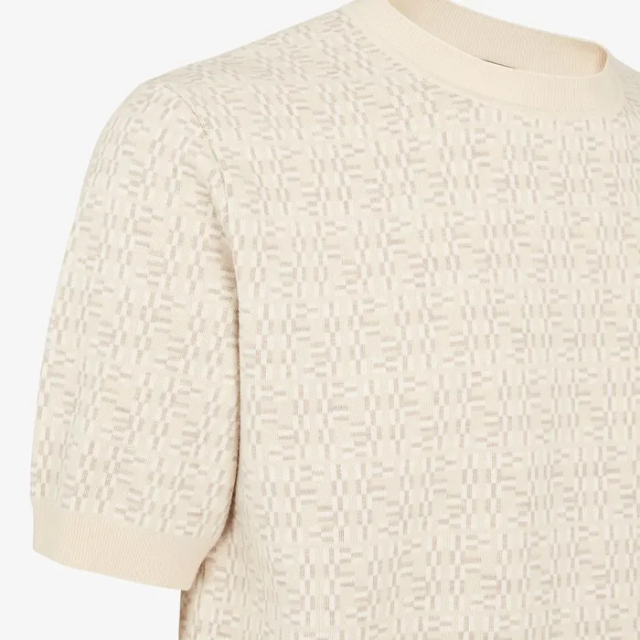 Fendi Knitwear Sweater Beige FF Labyrinth Wool Sweater 8211 Men