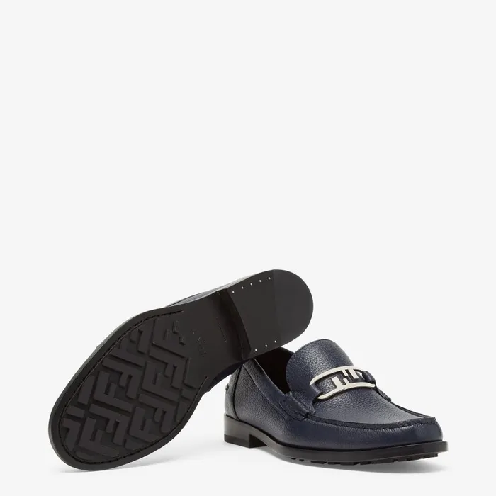 Fendi Loafers and Drivers Fendi O039Lock Loafers Blue Leather Loafers 8211 Men