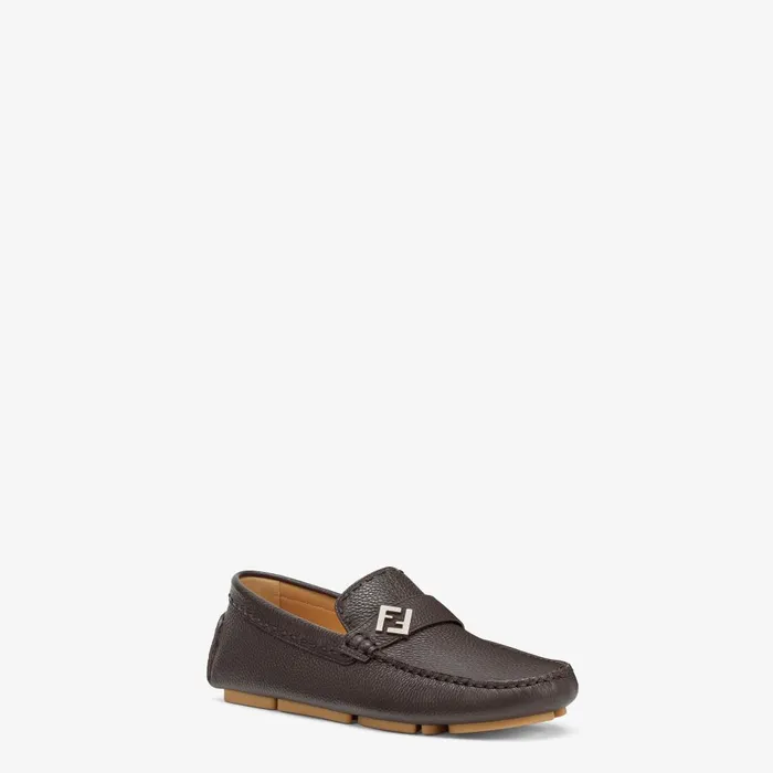 Fendi Loafers and Drivers FF Squared Drivers Brown Leather Drivers 8211 Men