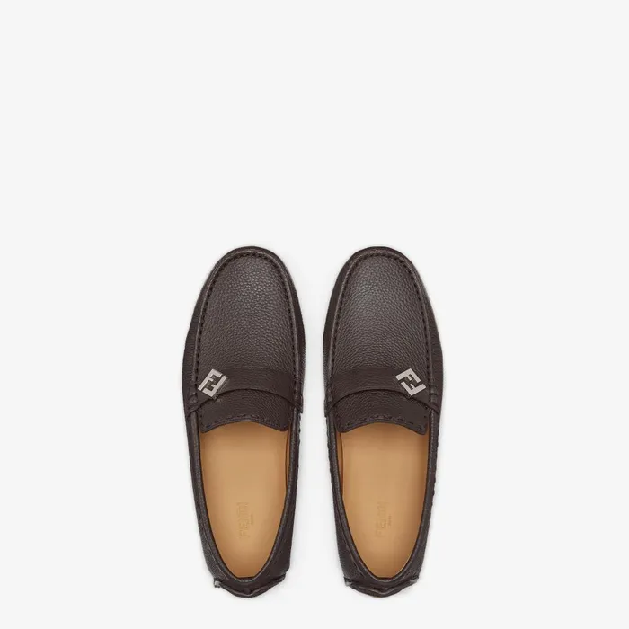 Fendi Loafers and Drivers FF Squared Drivers Brown Leather Drivers 8211 Men