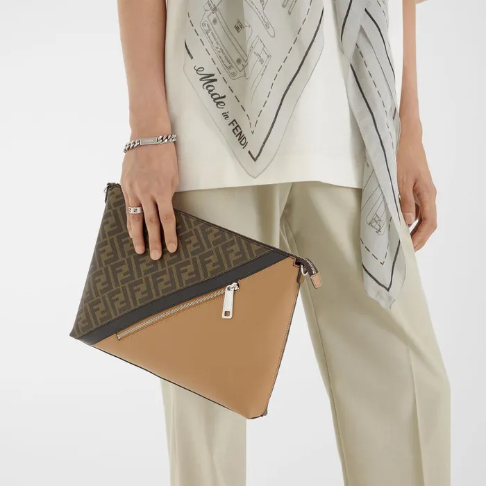 Fendi Messenger Bags Fendi Diagonal Messenger Brown FF Canvas Bag 8211 Men