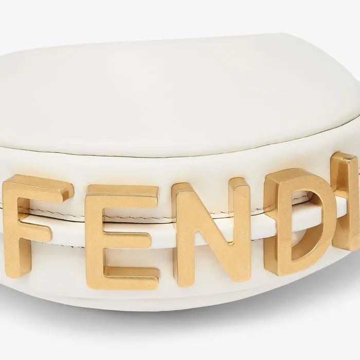 Fendi Miniature Bags Nano Fendigraphy White Leather Charm 8211 Women