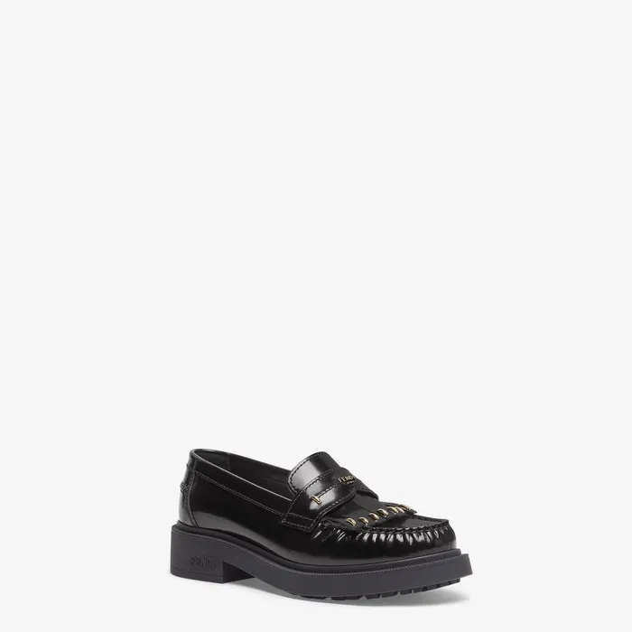 Fendi Mocassins and Loafers Fendi Filo Black Leather Loafers 8211 Women