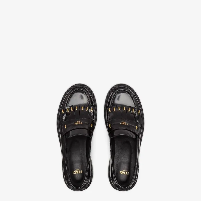 Fendi Mocassins and Loafers Fendi Filo Black Leather Loafers 8211 Women