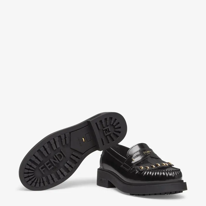 Fendi Mocassins and Loafers Fendi Filo Black Leather Loafers 8211 Women