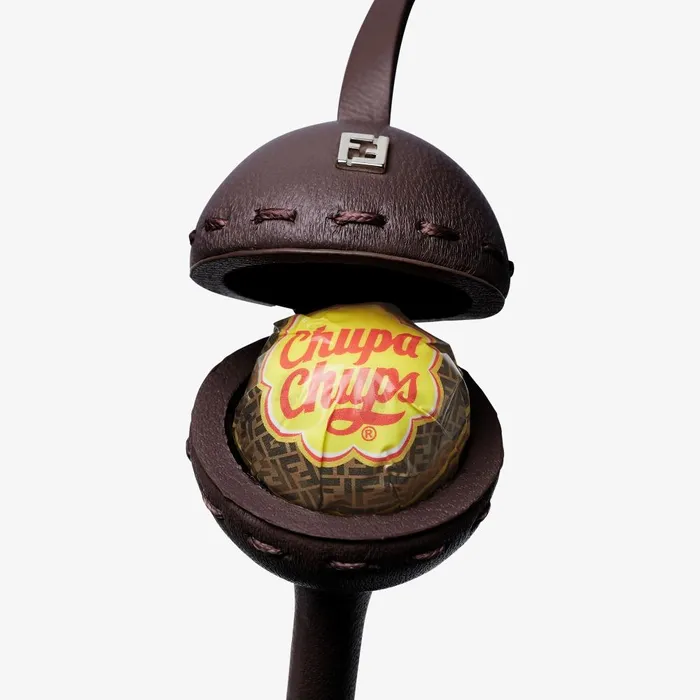 Fendi Necklaces Lollipop Holder Necklace Dark Purple Leather FENDI X Chupa Chups Necklace 8211 Women