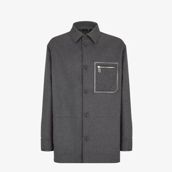 Fendi Outerwear Blouson Gray Cashmere GoTo Jacket 8211 Men
