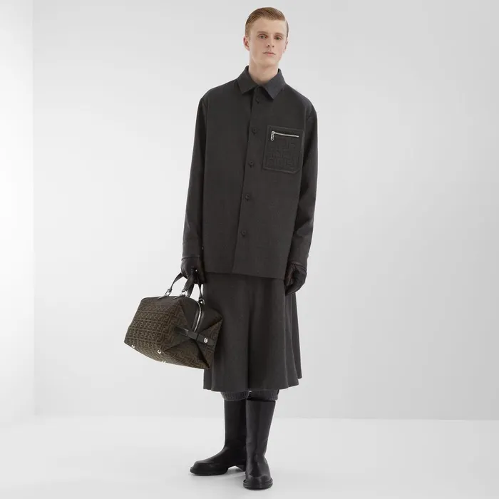 Fendi Outerwear Blouson Gray Cashmere GoTo Jacket 8211 Men