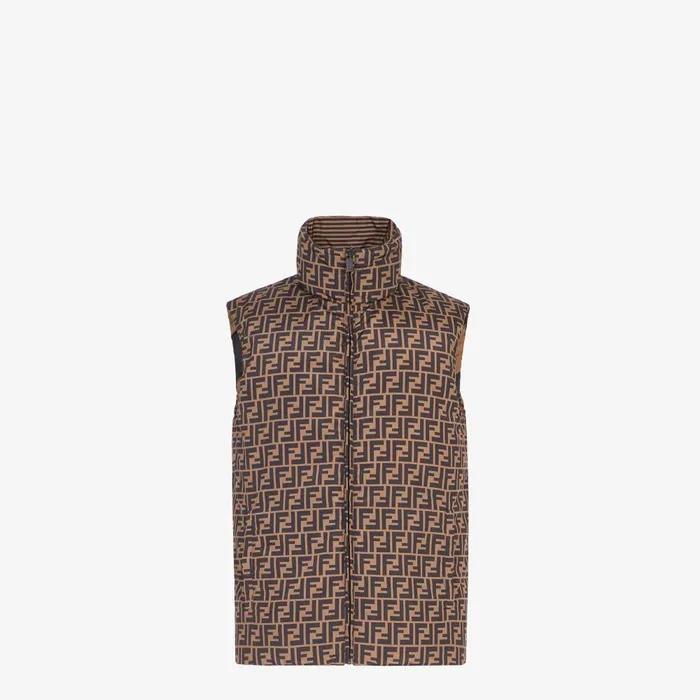 Fendi Outerwear Gilet Brown Nylon Vest 8211 Men