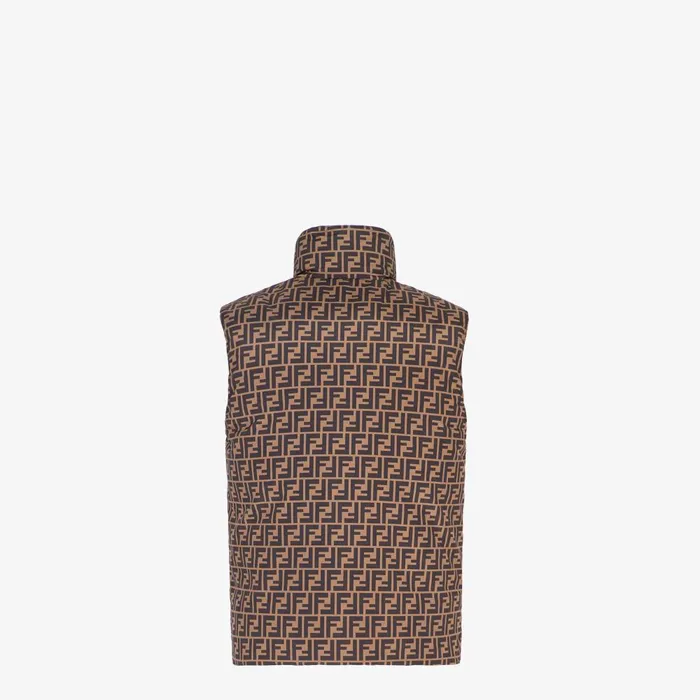 Fendi Outerwear Gilet Brown Nylon Vest 8211 Men