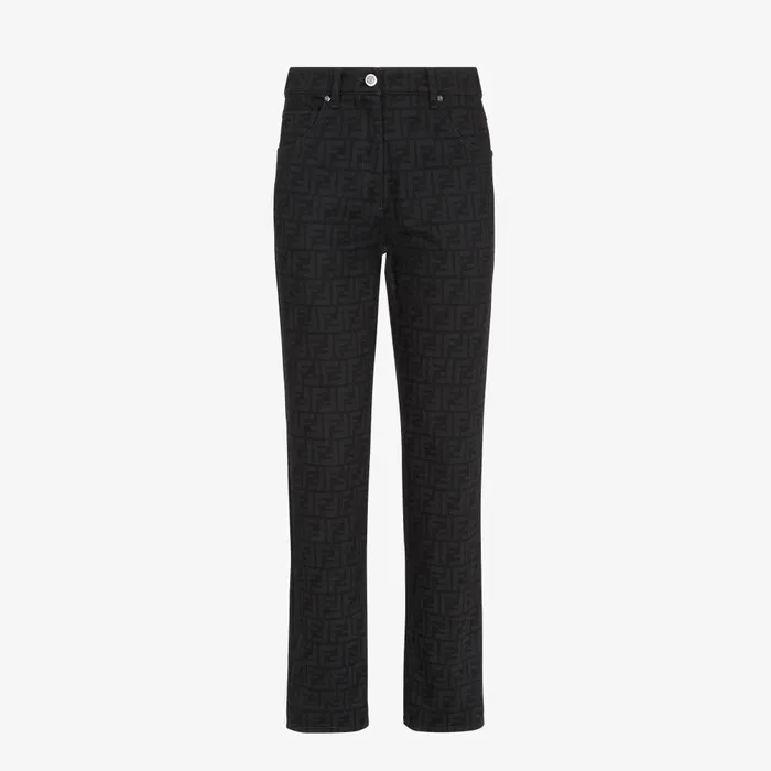 Fendi Pants and Shorts Long Jeans Black FF Denim Pants 8211 Women