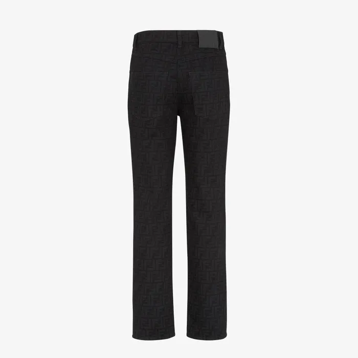 Fendi Pants and Shorts Long Jeans Black FF Denim Pants 8211 Women