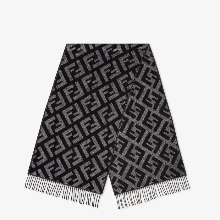 Fendi Scarves and Ponchos FF Scarf Black Cashmere Scarf 8211 Women