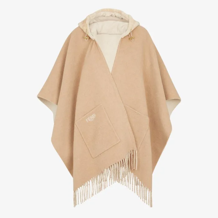 Fendi Scarves and Ponchos Poncho Beige Wool And Cashmere Poncho 8211 Women