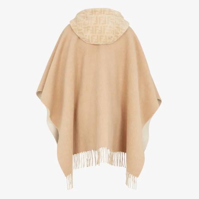 Fendi Scarves and Ponchos Poncho Beige Wool And Cashmere Poncho 8211 Women