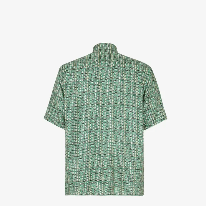 Fendi Shirts Shirt Green FF Silk Shirt 8211 Men