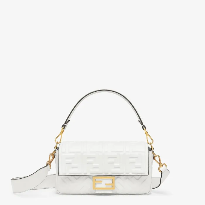 Fendi Shoulder and Crossbody Bags Baguette White Leather Bag 8211 Women