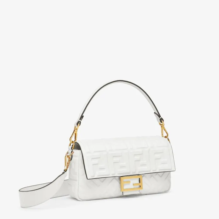 Fendi Shoulder and Crossbody Bags Baguette White Leather Bag 8211 Women