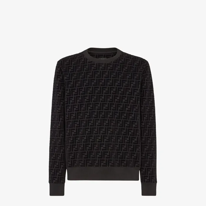 Fendi Sweatshirts Sweatshirt Black Piqu Sweatshirt 8211 Men