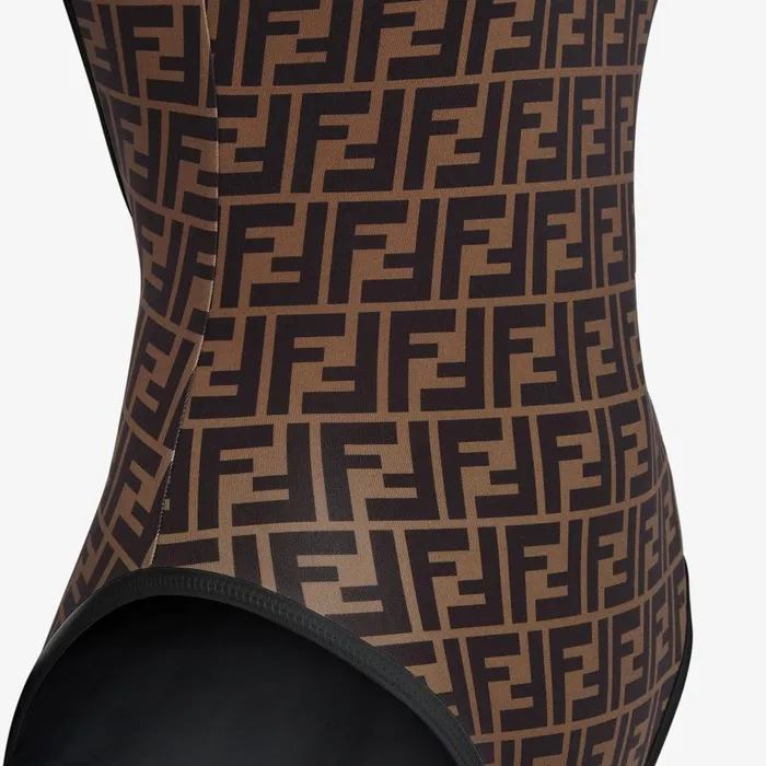 Fendi Swimwear Swimsuit Brown Lycra Reversible Swimsuit 8211 Women