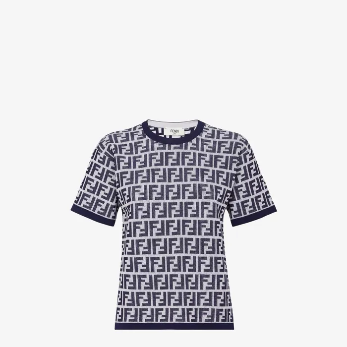 Fendi Tshirts and Sweatshirts Sweater Navy Blue Cotton Jumper 8211 Women