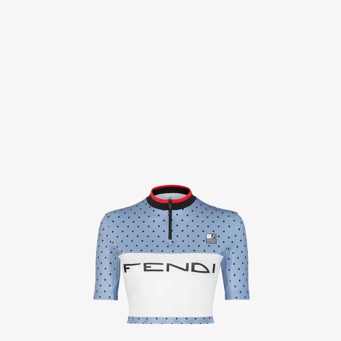 Fendi Tshirts and Sweatshirts Top Light Blue Polka Dot Lycra Top 8211 Women