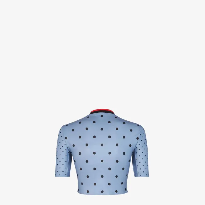 Fendi Tshirts and Sweatshirts Top Light Blue Polka Dot Lycra Top 8211 Women