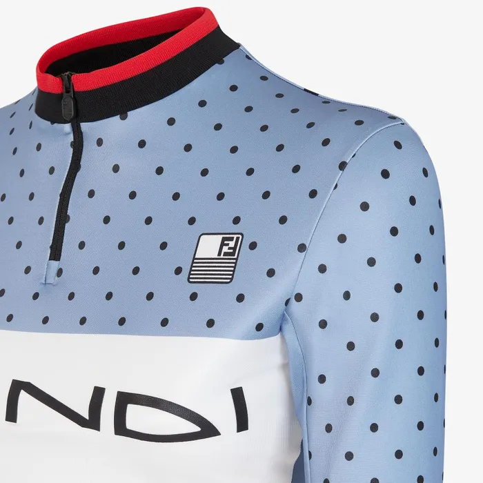 Fendi Tshirts and Sweatshirts Top Light Blue Polka Dot Lycra Top 8211 Women