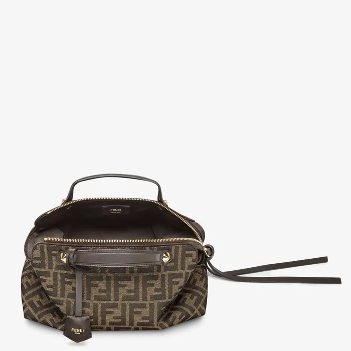 Fendi Tote Bags By The Way Soft Medium Brown FF Jacquard Fabric Bag 8211 Women