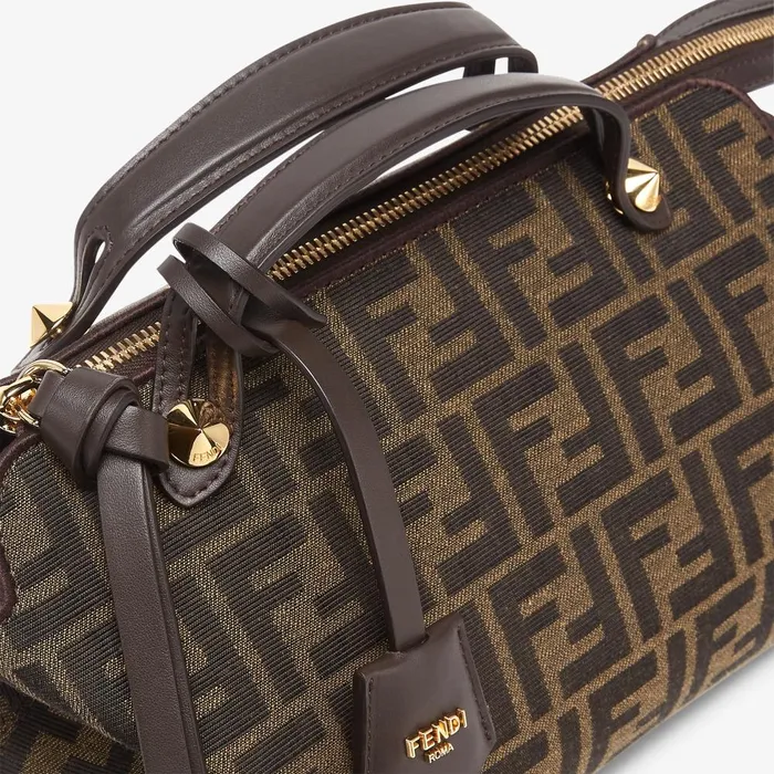 Fendi Tote Bags By The Way Soft Medium Brown FF Jacquard Fabric Bag 8211 Women