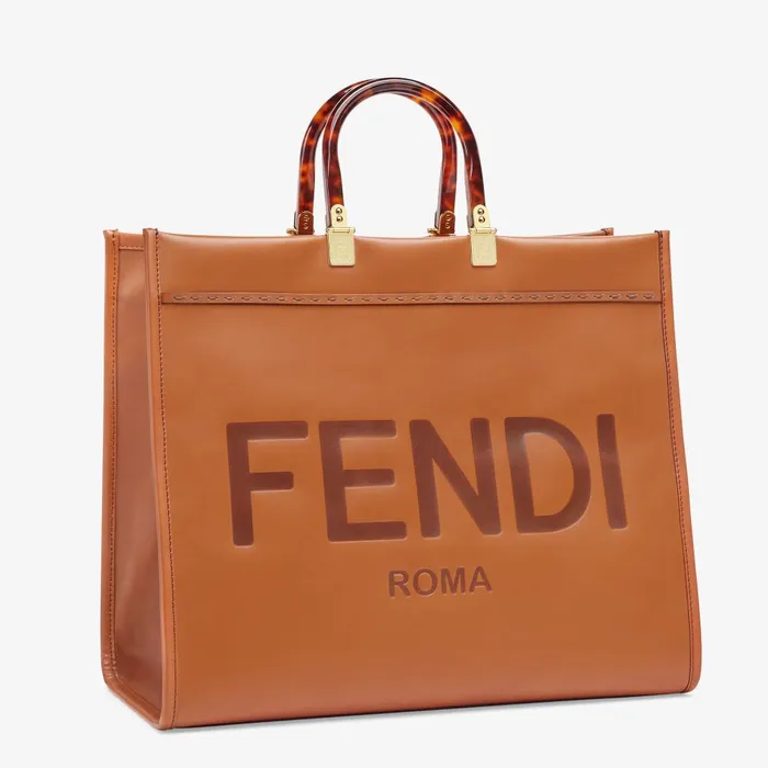 Fendi Tote Bags Fendi Sunshine Large Brown Leather Shopper 8211 Women