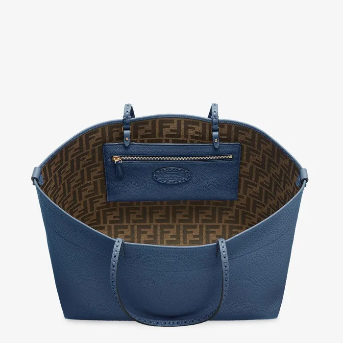 Fendi Tote Bags Medium Roll Bag Blue Selleria Shopper With 218 Handsewn Topstitches 8211 Women
