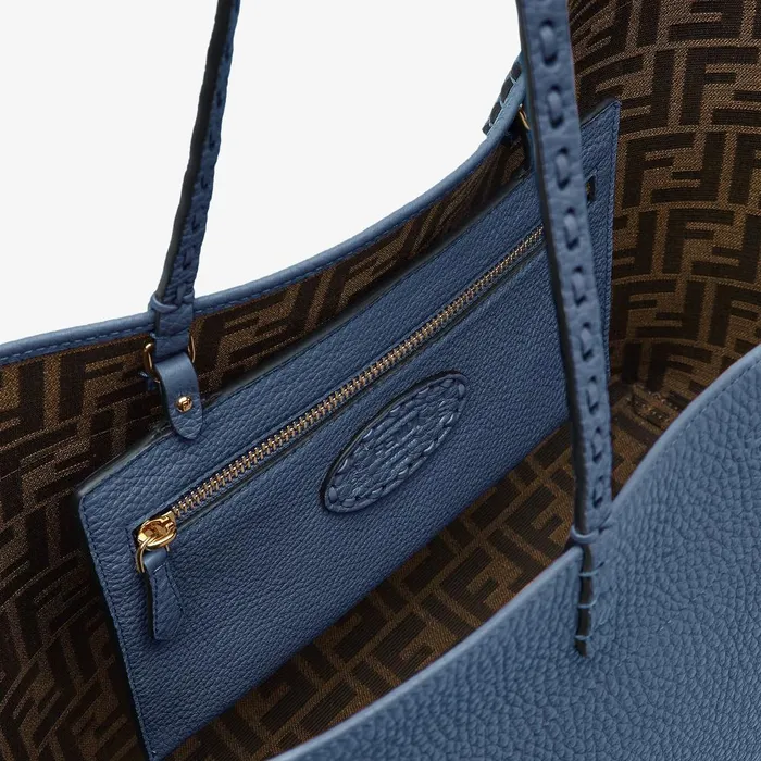 Fendi Tote Bags Medium Roll Bag Blue Selleria Shopper With 218 Handsewn Topstitches 8211 Women