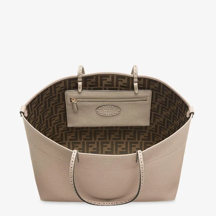 Fendi Tote Bags Medium Roll Bag Dove Gray Selleria Shopper With 218 Handsewn Topstitches 8211 Women