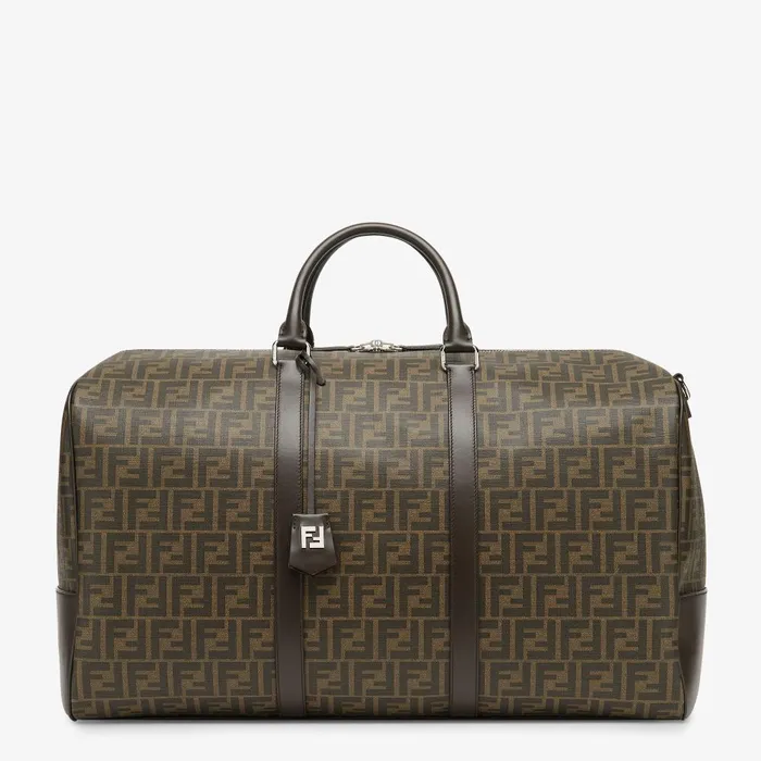 Fendi Travel Large FF Duffle Bag Large Brown FF Fabric Bag 8211 Men