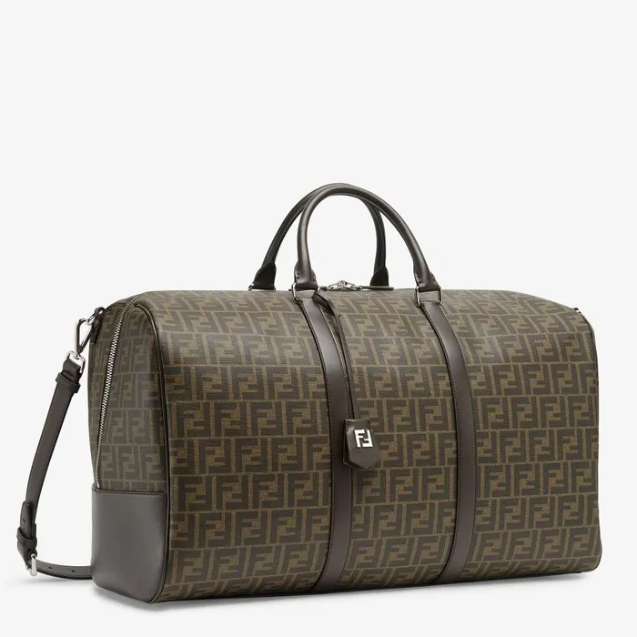 Fendi Travel Large FF Duffle Bag Large Brown FF Fabric Bag 8211 Men
