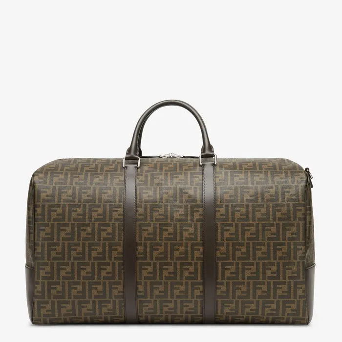 Fendi Travel Large FF Duffle Bag Large Brown FF Fabric Bag 8211 Men
