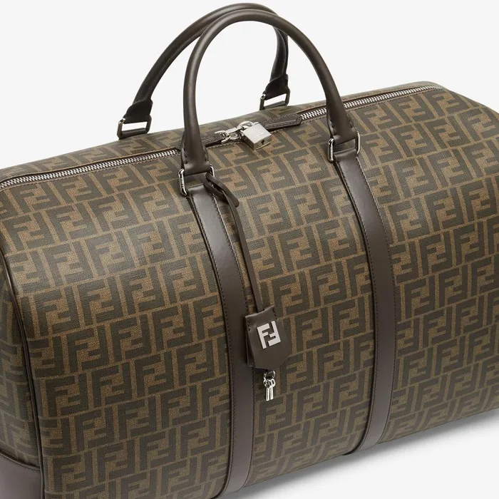 Fendi Travel Large FF Duffle Bag Large Brown FF Fabric Bag 8211 Men