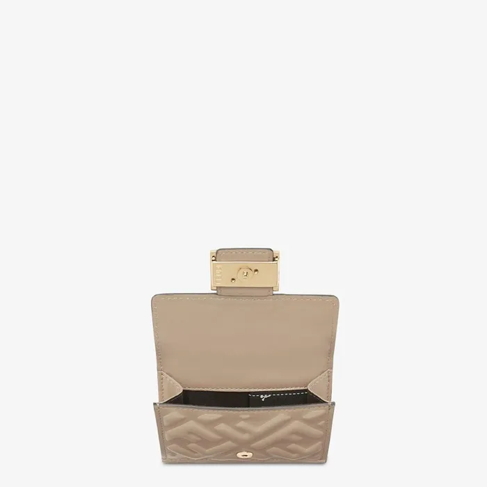 Fendi Wallets Baguette Micro Trifold Dove Gray Nappa Leather Wallet 8211 Women