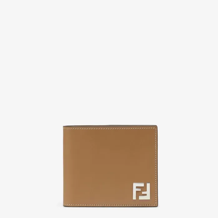 Fendi Wallets FF Bifold Wallet Beige Leather Compact Bifold Wallet 8211 Men