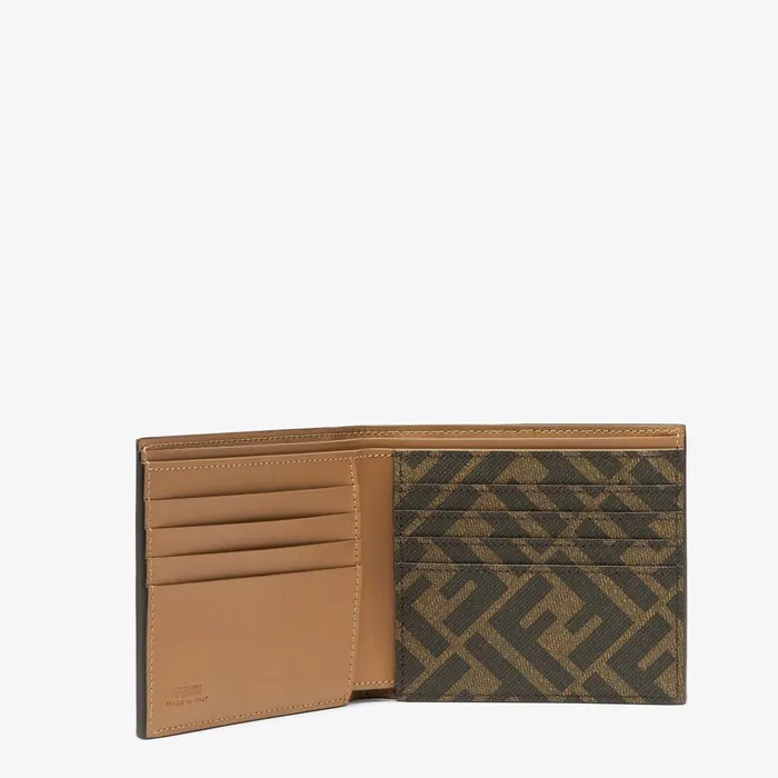 Fendi Wallets FF Bifold Wallet Beige Leather Compact Bifold Wallet 8211 Men