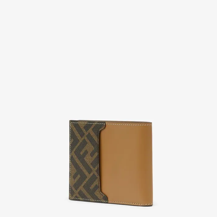 Fendi Wallets FF Bifold Wallet Beige Leather Compact Bifold Wallet 8211 Men